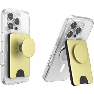PopSockets Phone Wallet with Expanding Grip, Phone Card Holder, Wireless Charging Compatible, Wallet Compatible with MagSafe – Painted Gold