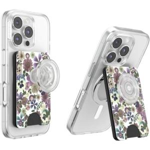 PopSockets Phone Wallet with Expanding Grip, Phone Card Holder, Wireless Charging Compatible, Wallet Compatible with MagSafe – Pressed Flower