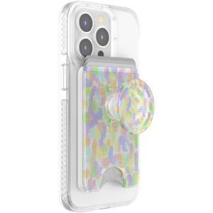 PopSockets Phone Wallet with Expanding Grip and Adapter Ring for MagSafe, Magnetic Phone Card Holder, Wireless Charging Compatible, Wallet Compatible with MagSafe/Samsung – Aurange(Rainbow Glass)
