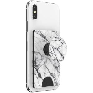 PopSockets Phone Wallet with Expanding Phone Grip, Phone Card Holder – Dove White Marble(Dove White Marble)
