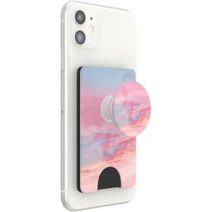 PopSockets Phone Wallet with Expanding Phone Grip, Phone Card Holder – Dove White Marble(Pink Clouds)