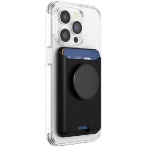 PopSockets Softgoods Phone Wallet with Expanding Grip and Adapter Ring for MagSafe, Phone Card Holder, Wireless Charging Compatible, Wallet Compatible with MagSafe® – Cantaloupe(Black)