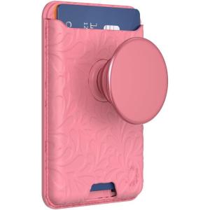 PopSockets Softgoods Phone Wallet with Expanding Grip and Adapter Ring for MagSafe, Phone Card Holder, Wireless Charging Compatible, Wallet Compatible with MagSafe® – Cantaloupe(Putty Tooled)