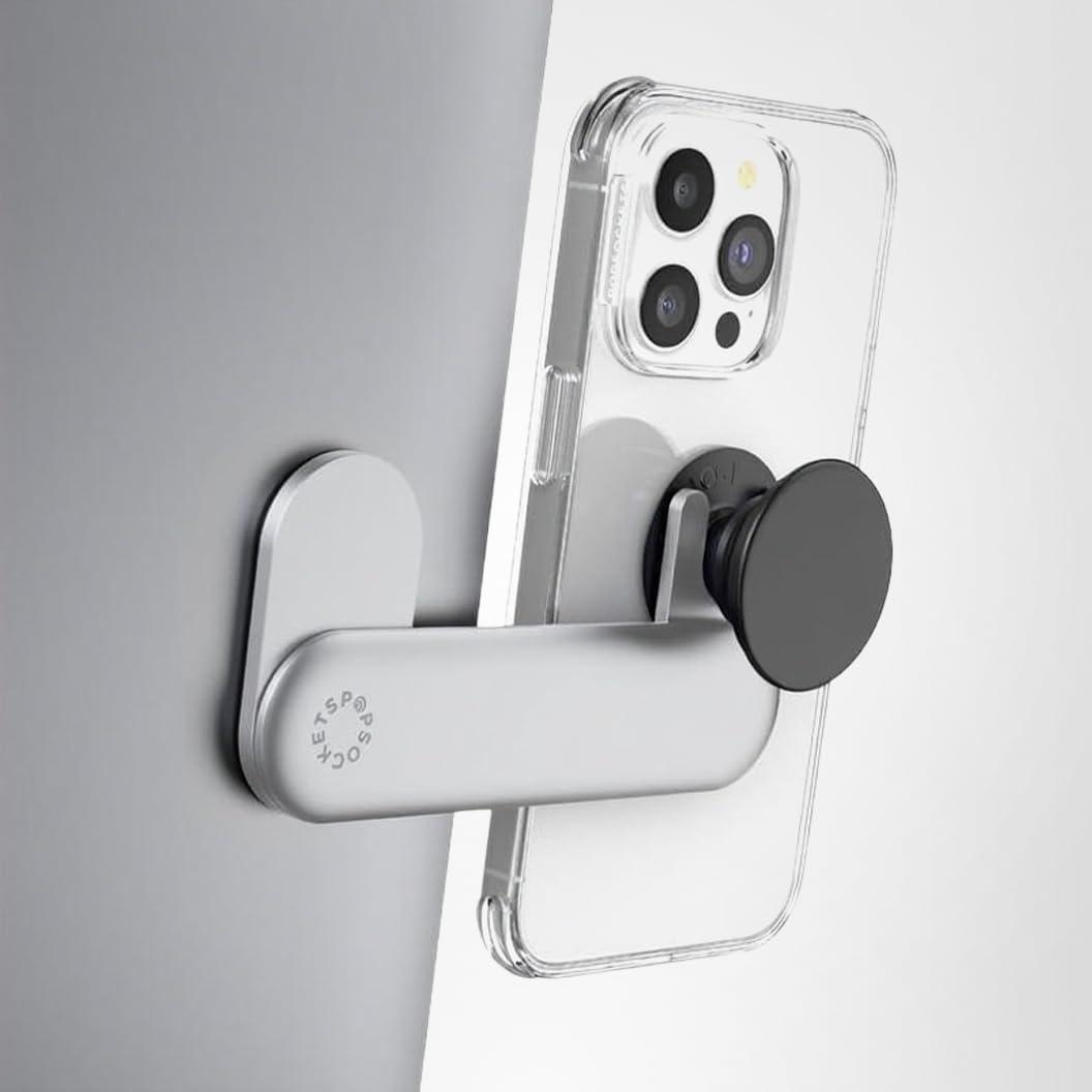 imagePopSockets Laptop Mount for Phone Grip Phone Mount Device Holder for Laptop BlackSilver