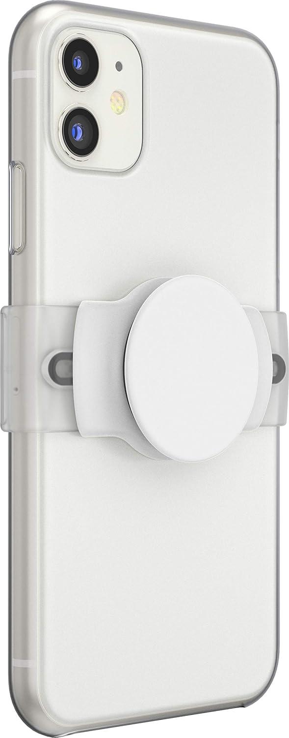 imagePopSockets Phone Grip Slide for Phones and Cases Sliding Phone Grip with Expanding Kickstand Clear on WhiteWhite Stretch