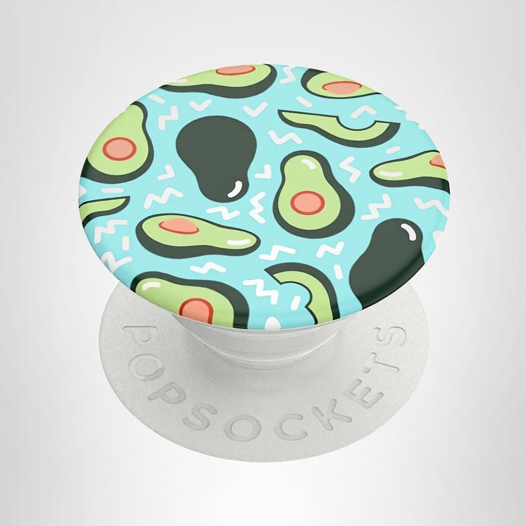 imagePopSockets Phone Grip with Expanding Kickstand Adhesive Grip Happy BluesAvocado Blue