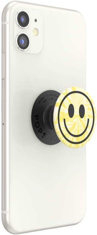 imagePopSockets Phone Grip with Expanding Kickstand Adhesive Grip Happy BluesTie Dye Smiley