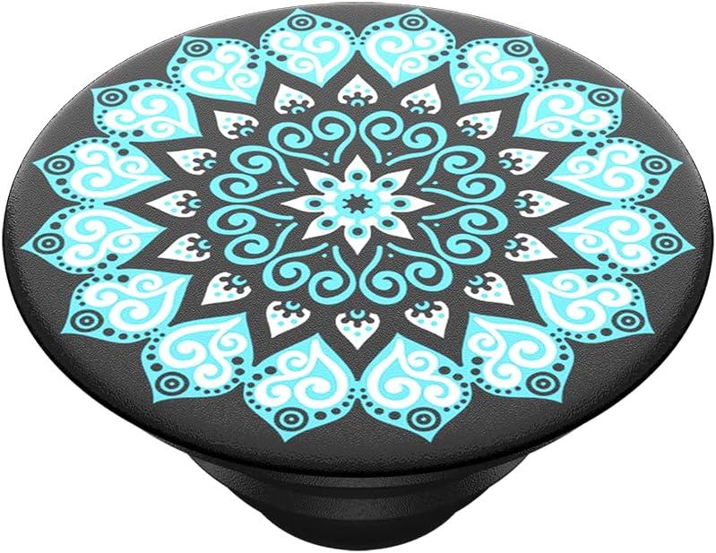imagePopSockets Phone Grip with Expanding Kickstand Adhesive Grip Rose Gold Lutz MarbleMandala Sky