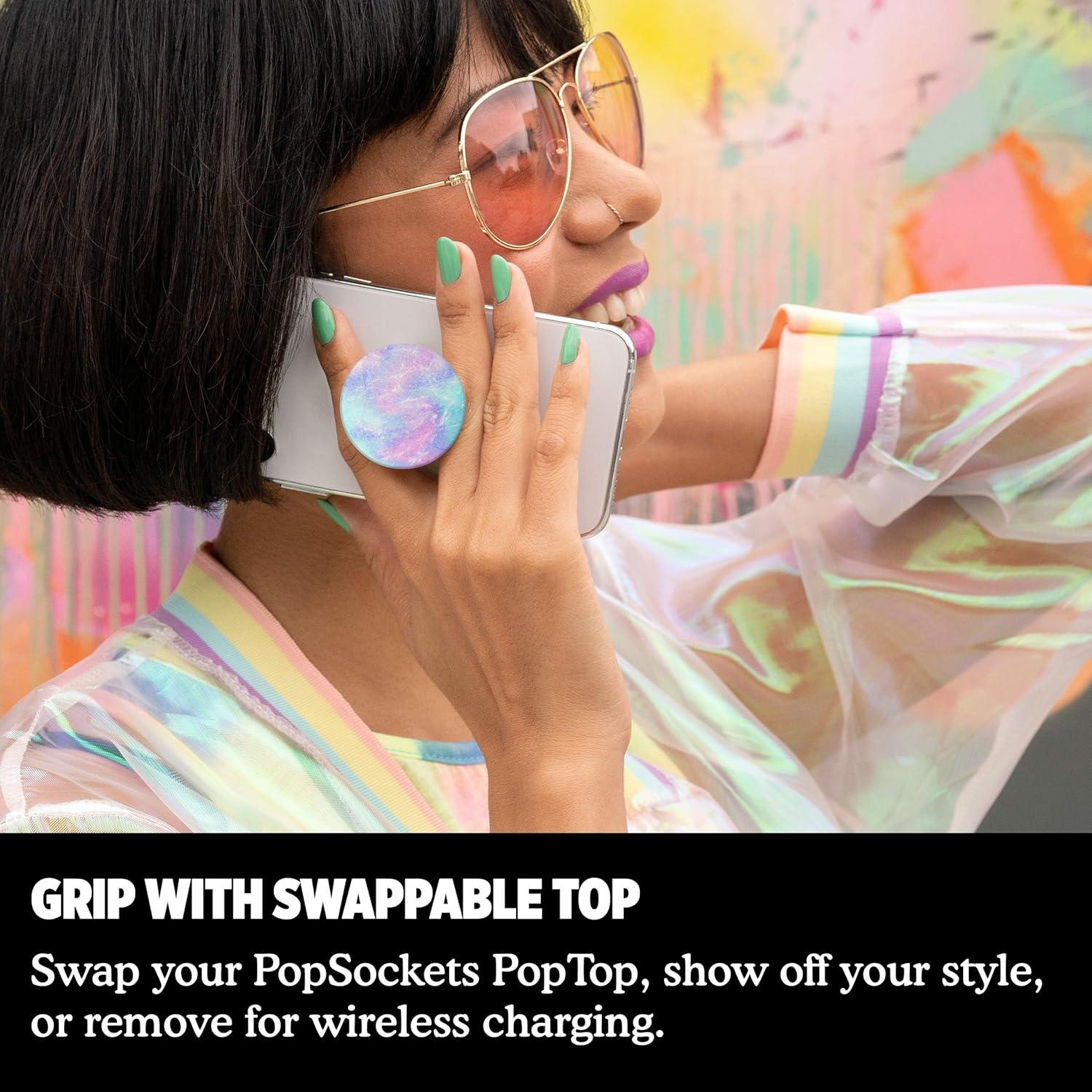 imagePopSockets Phone Grip with Expanding Kickstand Adhesive Grip Rose Gold Lutz MarbleOpal Glow