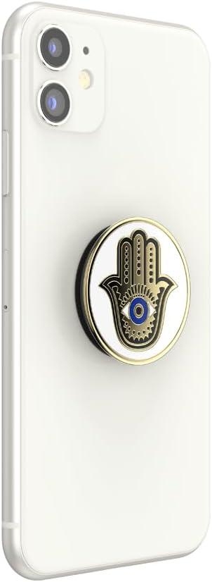 imagePopSockets Phone Grip with Expanding Kickstand Adhesive Grip Enamel Hamsa HandWhite