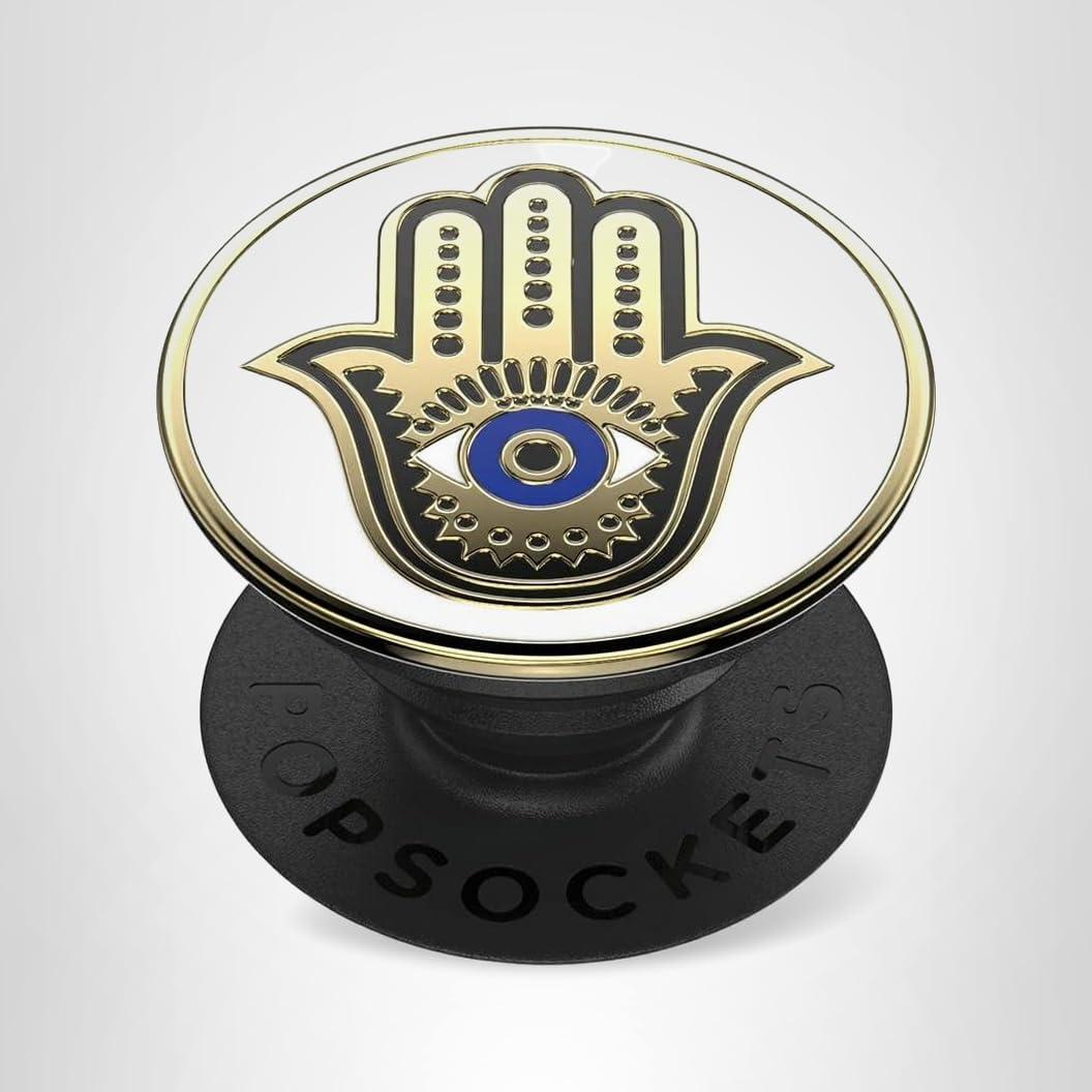 imagePopSockets Phone Grip with Expanding Kickstand Adhesive Grip Enamel Hamsa HandWhite
