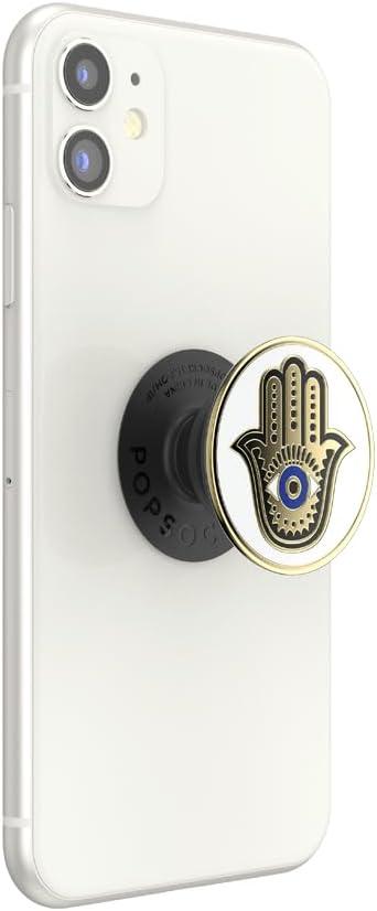 imagePopSockets Phone Grip with Expanding Kickstand Adhesive Grip Enamel Hamsa HandWhite