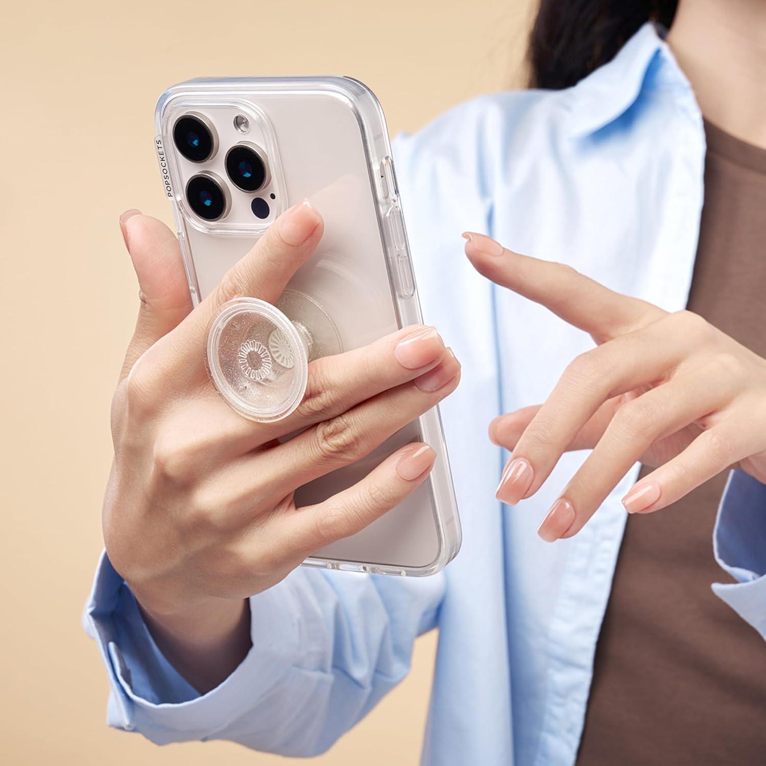 imagePopSockets Phone Grip with Expanding Kickstand Adhesive Grip Glitter PopGrip Star FireClear Glitter