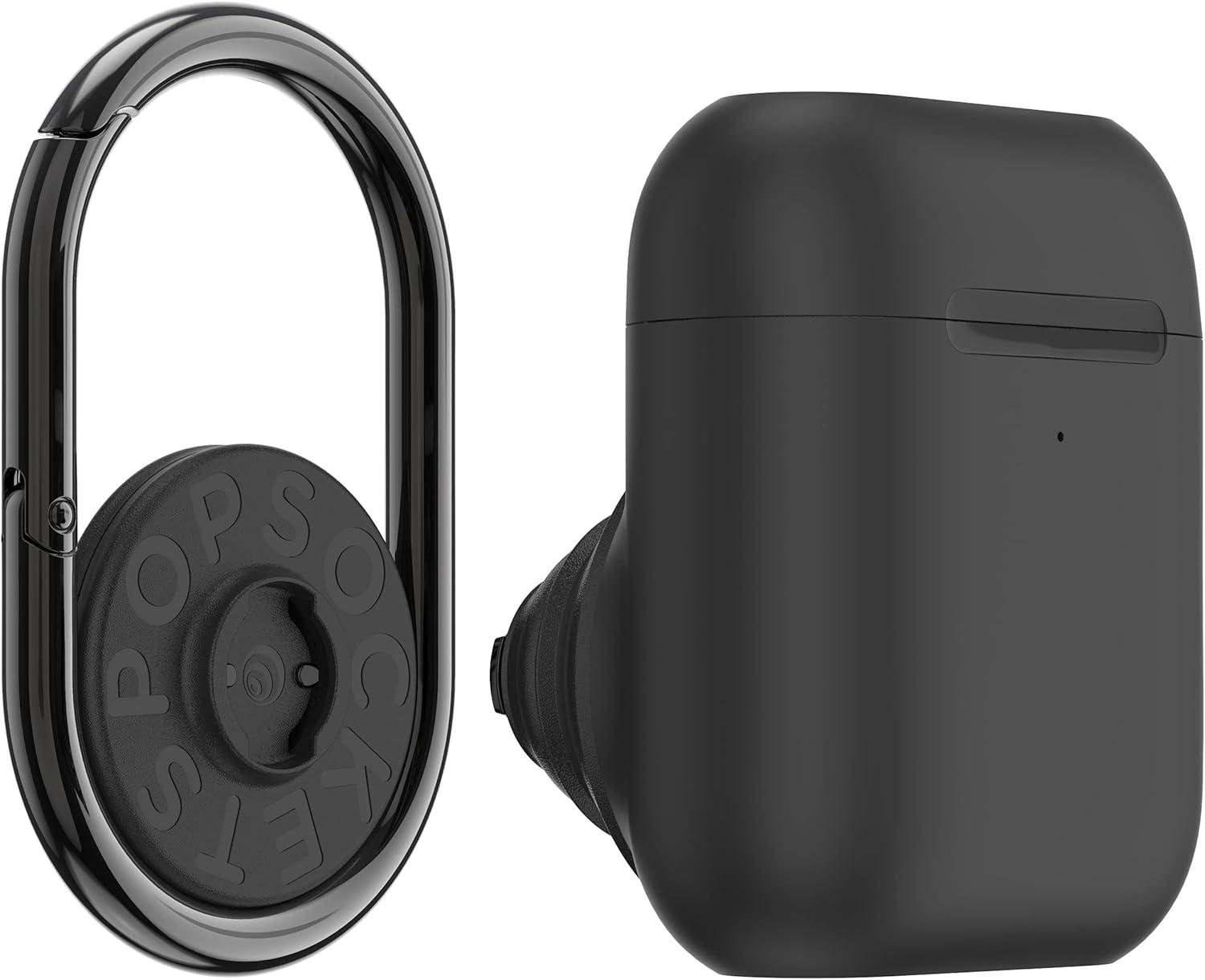 imagePopSockets PopGrip AirPods Holder PopChain 2 Swappable Grip and AirPods Holder for Phones and Tablets Black Gun Metal