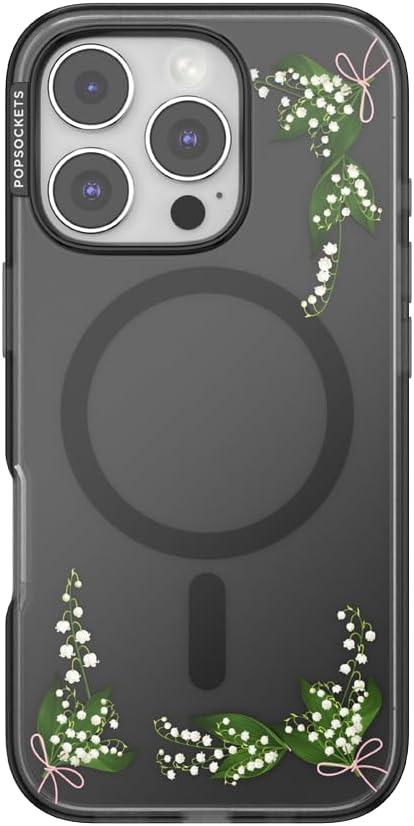 imagePopSockets iPhone 14 Pro Max Case with MagSafe Phone Case for iPhone 14 Pro Max Grip Sold Separately Wireless Charging Compatible Doily LifeLily of the Valley