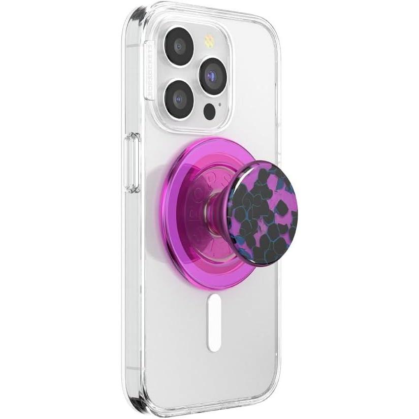 imagePopSockets Phone Grip for MagSafe with Kickstand Magnetic Stand Swappable Top Secure Hold for iPhone MagSafe Cases Phone amp Tablet Grip  Tidepool Lava Lamp AbsinthePurple Prism