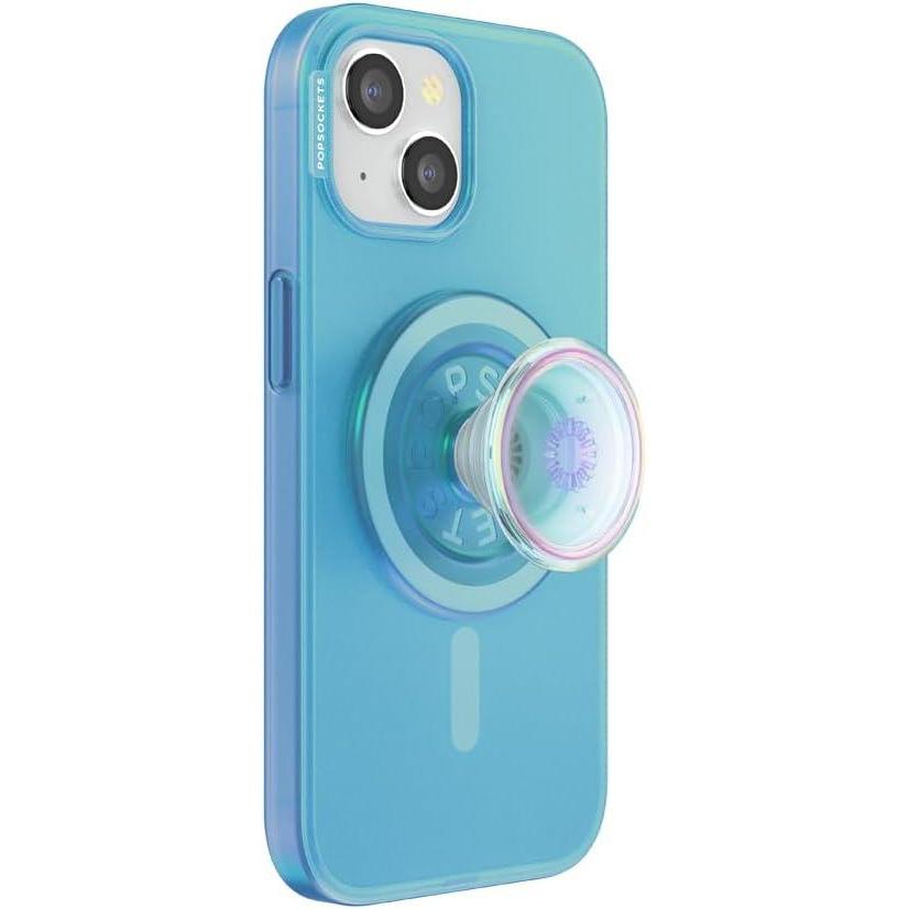 imagePopSockets iPhone 15 Pro Max Case with Round Phone Grip Compatible with MagSafe Phone Case for iPhone 15 Pro Max Wireless Charging Compatible  Black TranslucentBlue Opalescent
