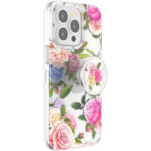 PopSockets iPhone 13 Pro Case with Phone Grip and Slide, Phone Case for iPhone 13 Pro – Black(Vintage Floral)
