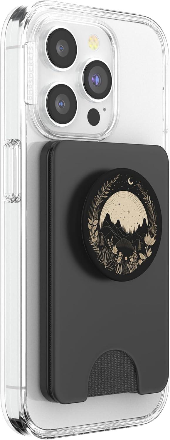 imageBoho Chic Floral Forest Nature Mountain Moon Hiking Camping PopSockets PopGrip for MagSafeMagnetic PopWallet