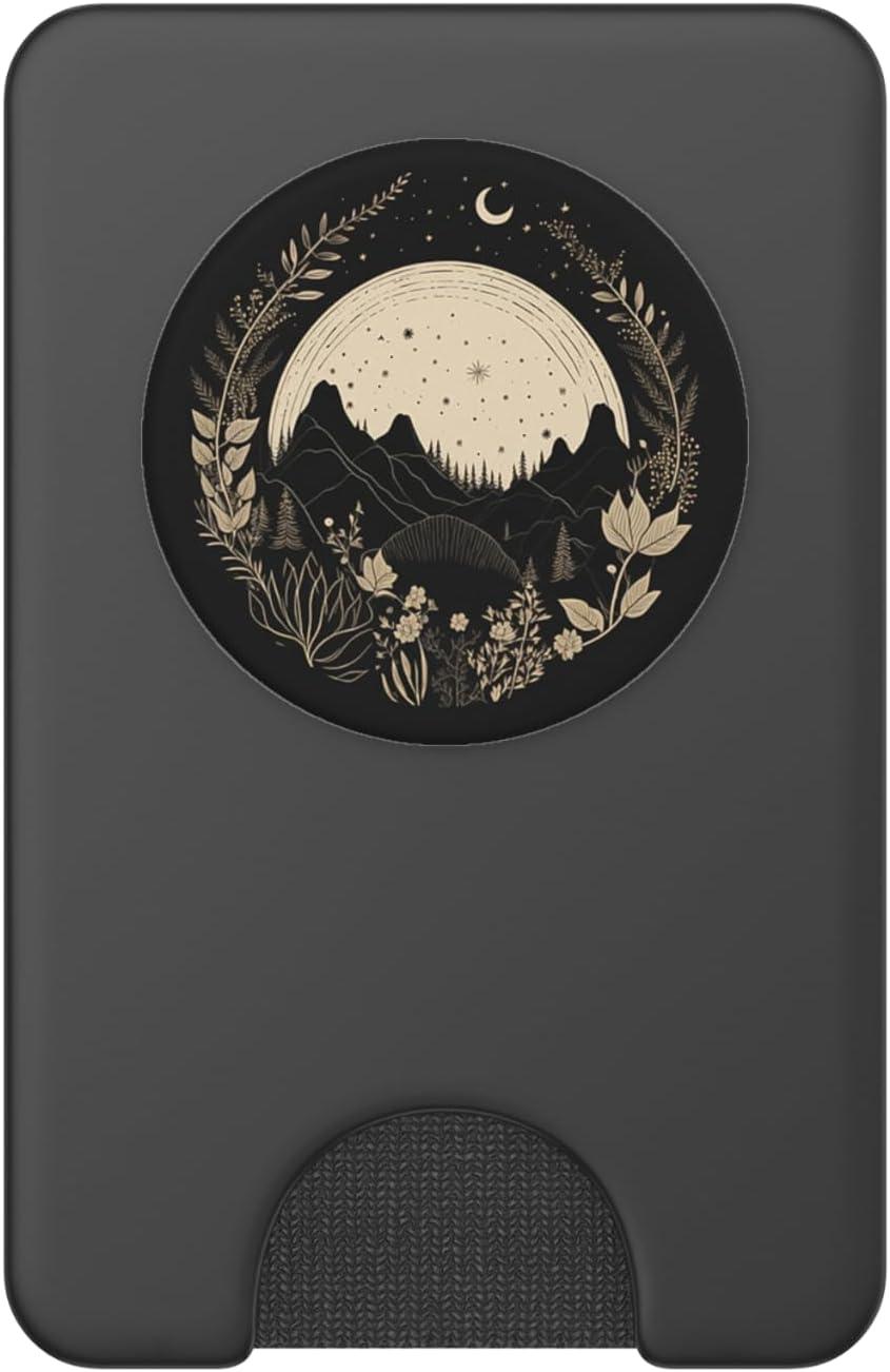imageBoho Chic Floral Forest Nature Mountain Moon Hiking Camping PopSockets PopGrip for MagSafeMagnetic PopWallet