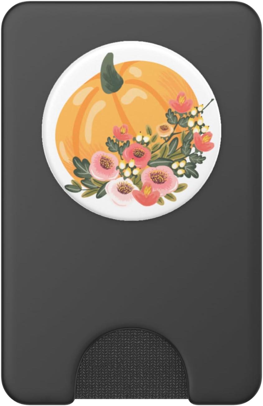 imagePopSockets Fall Phone Grip amp Stand Floral Pumpkin PopSockets Adhesive PopGripMagnetic PopWallet