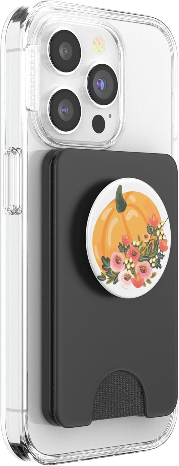 imagePopSockets Fall Phone Grip amp Stand Floral Pumpkin PopSockets Adhesive PopGripMagnetic PopWallet