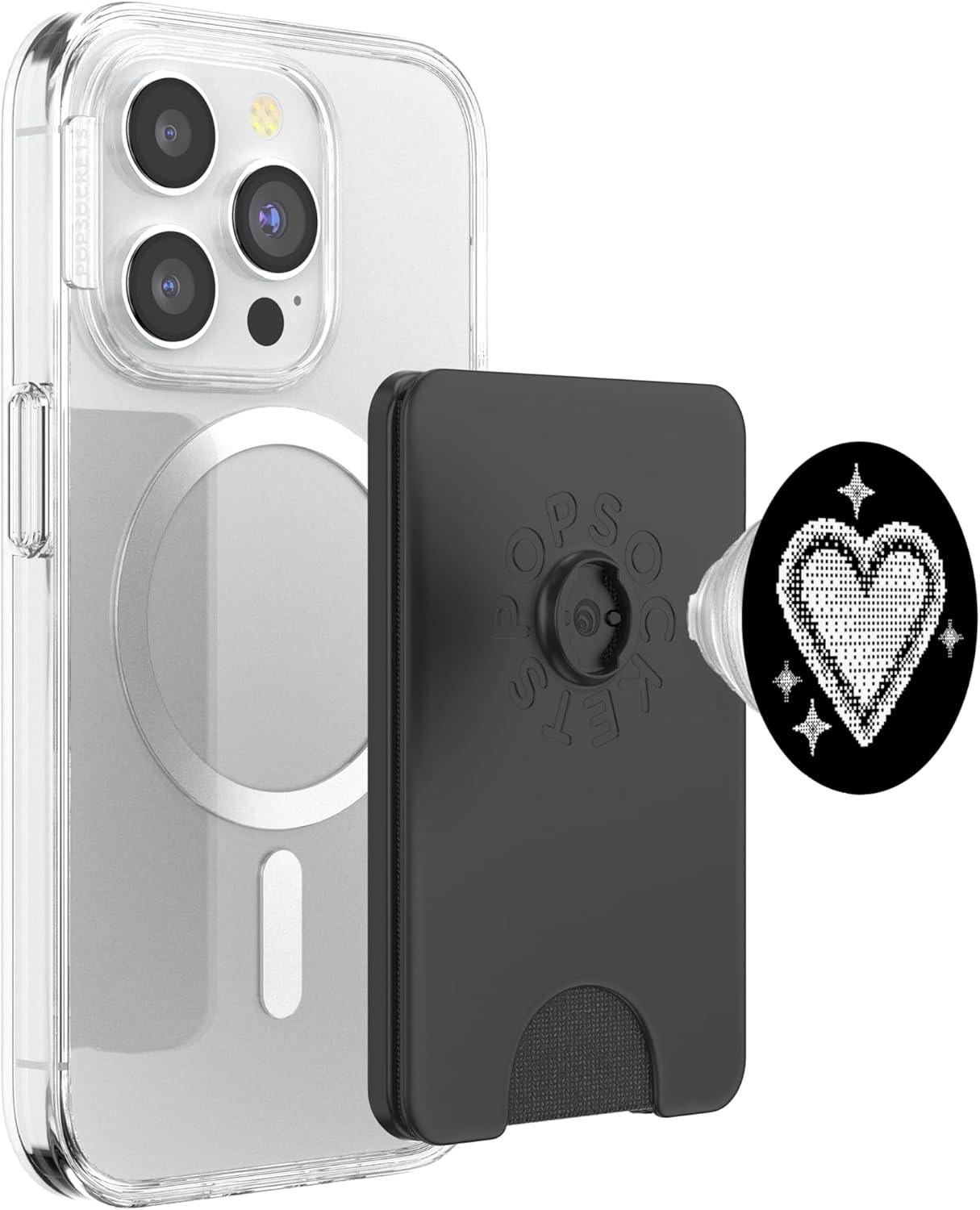 imagePopSockets Phone Grip Heart PopSocket Pixel Heart PopSockets Adhesive PopGripMagnetic PopWallet