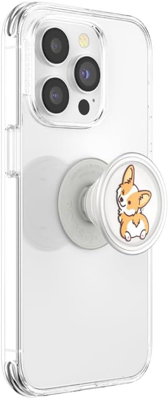 imagePopSockets Phone Grip with Expanding Kickstand Adhesive Grip Translucent Cheeky Corgi