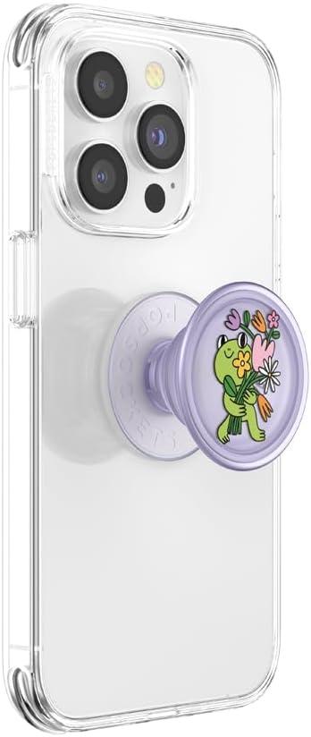 imagePopSockets Phone Grip with Expanding Kickstand Adhesive Grip  Translucent Dark OrchidFlower Frank