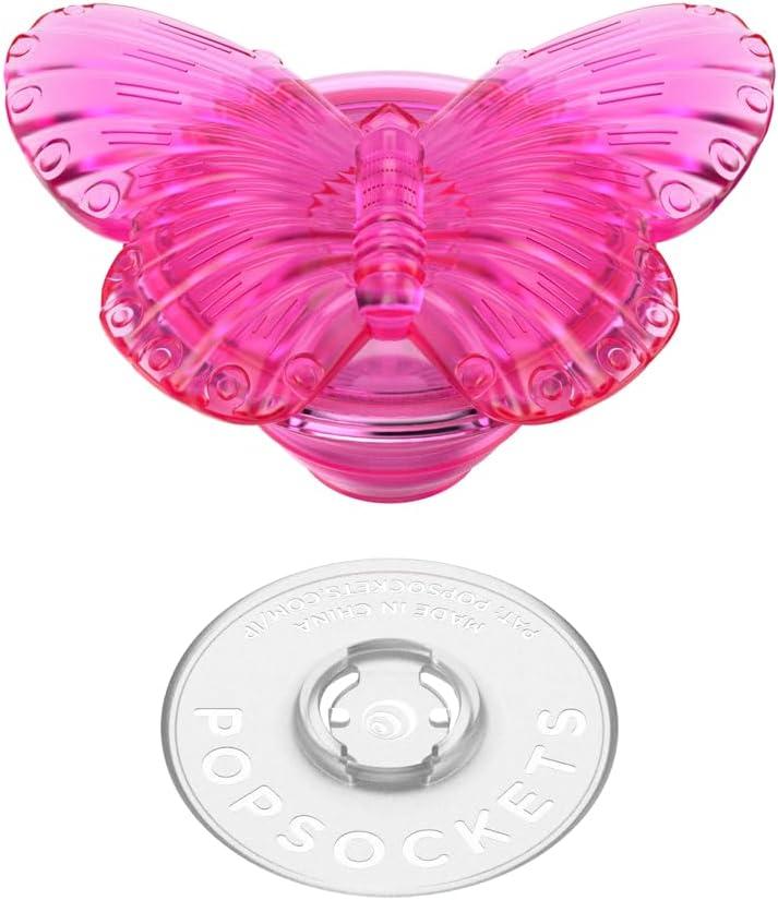 imagePopSockets Phone Grip with Expanding Kickstand Adhesive Grip Enamel  Molded Butterfly Magenta