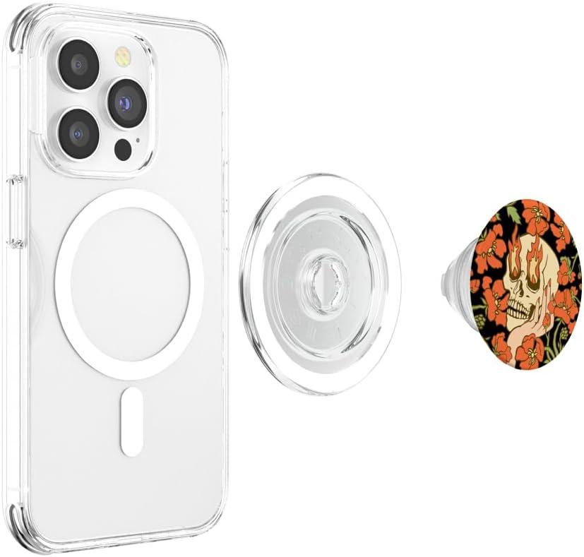 imagePopSockets Skull amp Goth Phone Grip amp Stand  Skull Flowers PopSockets Adhesive PopGripMagnetic PopGrip