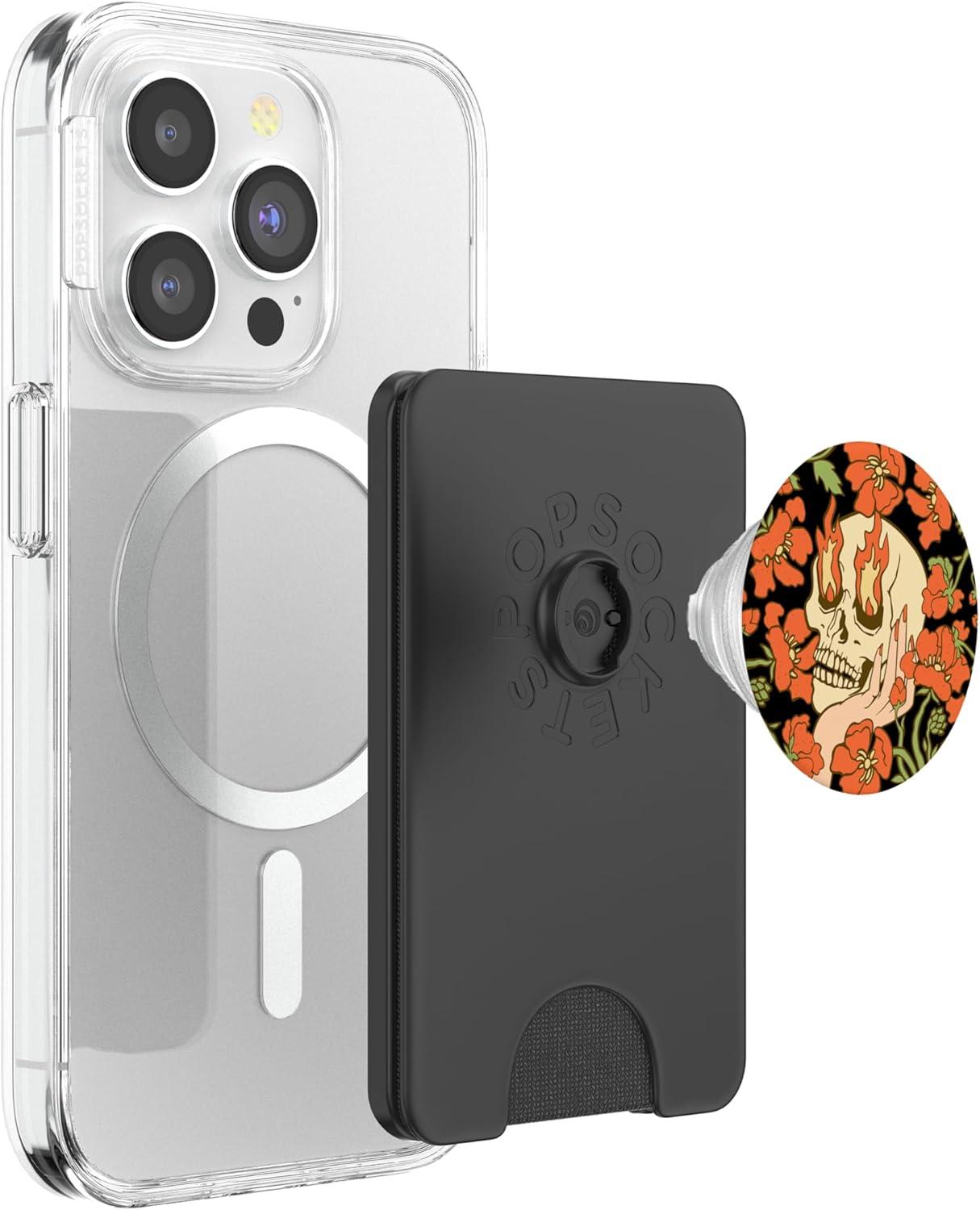 imagePopSockets Skull amp Goth Phone Grip amp Stand  Skull Flowers PopSockets Adhesive PopGripMagnetic PopWallet