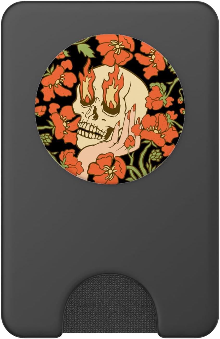 imagePopSockets Skull amp Goth Phone Grip amp Stand  Skull Flowers PopSockets Adhesive PopGripMagnetic PopWallet