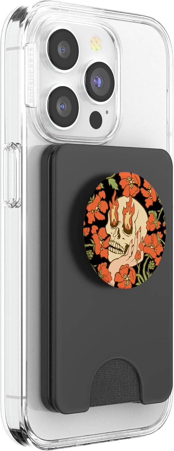 imagePopSockets Skull amp Goth Phone Grip amp Stand  Skull Flowers PopSockets Adhesive PopGripMagnetic PopWallet