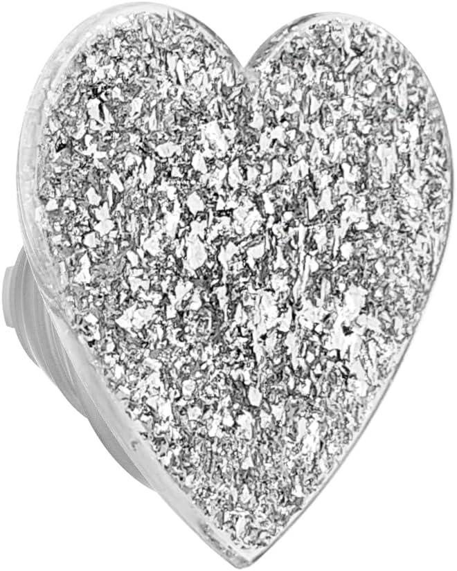 imagePopSockets Swappable PopTop for Phone Grips Compatible with Adhesive or MagSafe Bases Confetti Heart Silver Sizzle