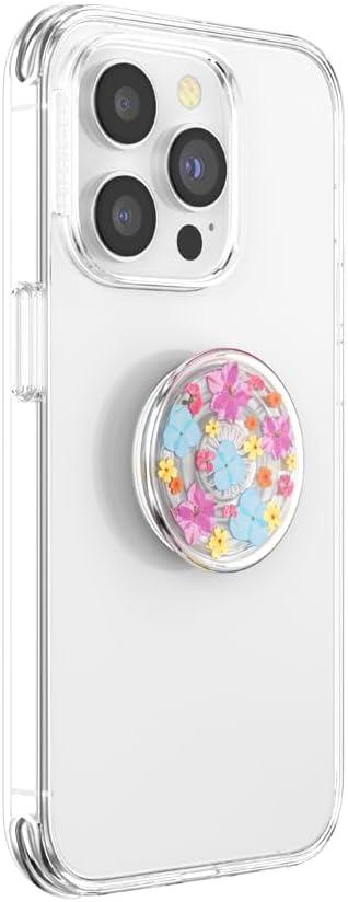 imagePopSockets Translucent Phone Grip with Expanding Kickstand PopSockets for Phone Translucent PopGrip  Black DiscoDelicate Floral