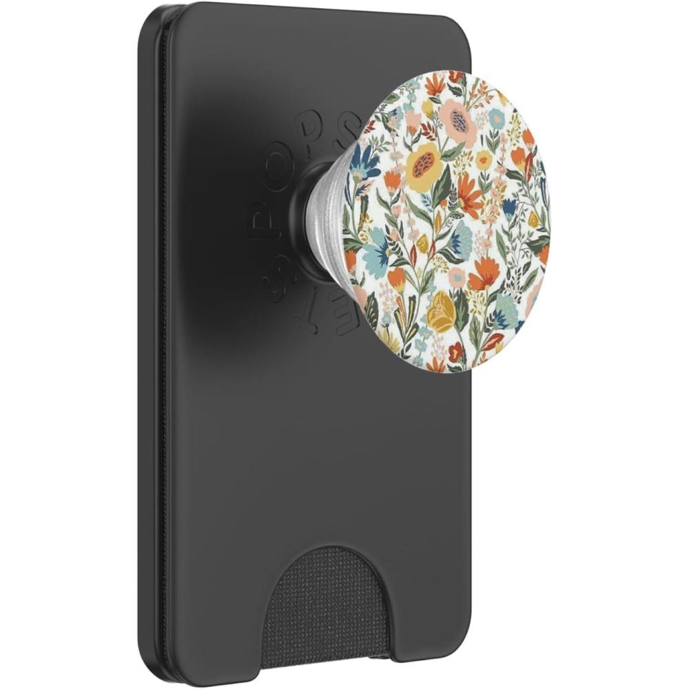 imageCute Floral Teal Hibiscus Pattern On White Pop Mount Socket PopSockets PopGrip for MagSafeMagnetic PopWallet