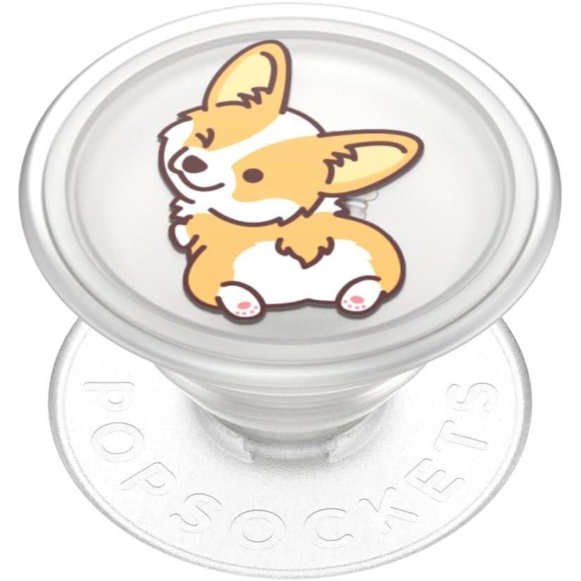 imagePopSockets Phone Grip with Expanding Kickstand Adhesive Grip Translucent Cheeky Corgi
