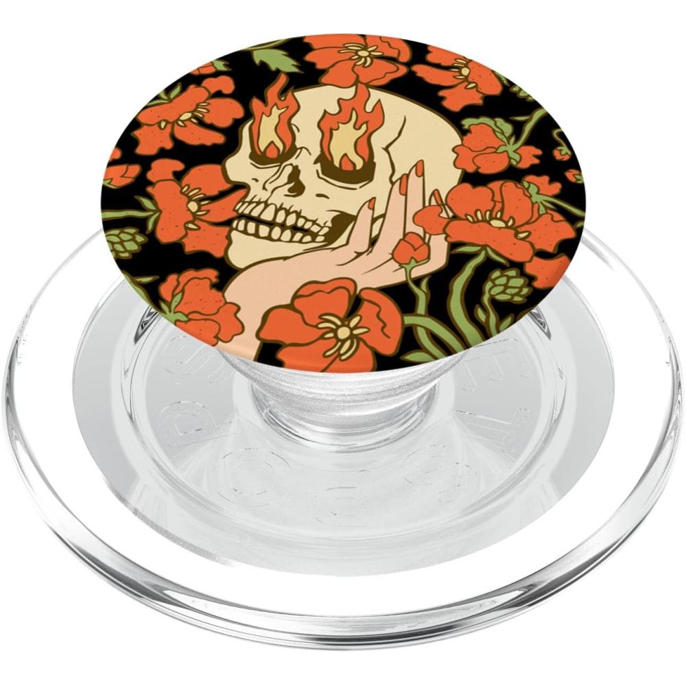 imagePopSockets Skull amp Goth Phone Grip amp Stand  Skull Flowers PopSockets Adhesive PopGripMagnetic PopGrip