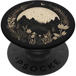Boho Chic Floral Forest Nature Mountain Moon Hiking Camping PopSockets PopGrip for MagSafe(Adhesive PopGrip)