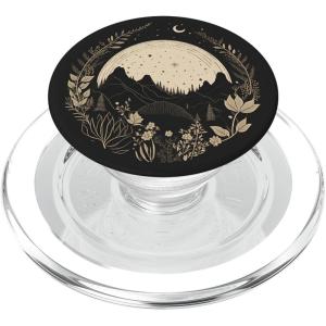 Boho Chic Floral Forest Nature Mountain Moon Hiking Camping PopSockets PopGrip for MagSafe(Magnetic PopGrip)