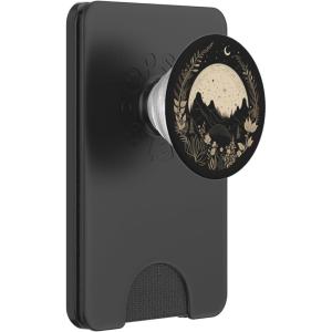 Boho Chic Floral Forest Nature Mountain Moon Hiking Camping PopSockets PopGrip for MagSafe(Magnetic PopWallet)