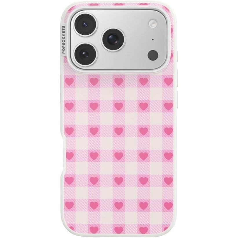 imagePopSockets iPhone 17 Pro Case Compatible with MagSafe Phone Case for iPhone 17 Pro Wireless Charging Compatible Case Only  Blush Gingham