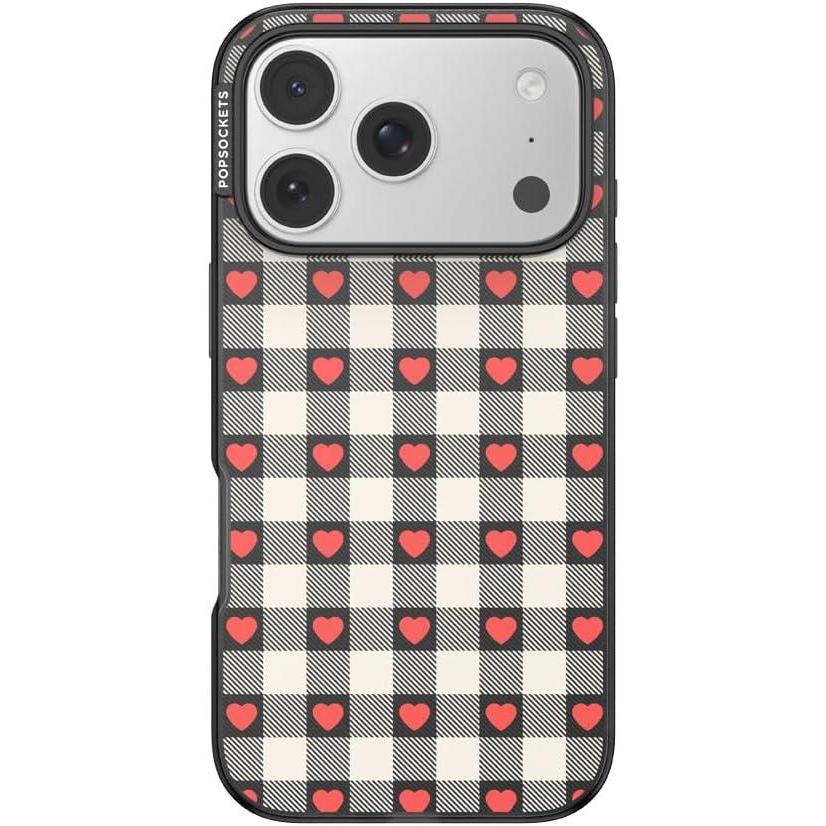 imagePopSockets iPhone 17 Pro Case Compatible with MagSafe Phone Case for iPhone 17 Pro Wireless Charging Compatible Case Only Heartbreaker Gingham