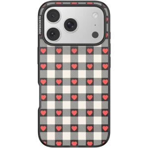 PopSockets iPhone 17 Pro Case Compatible with MagSafe, Phone Case for iPhone 17 Pro, Wireless Charging Compatible, Case Only – Heartbreaker Gingham