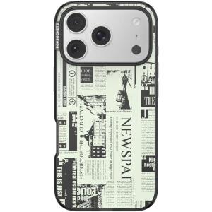 PopSockets iPhone 17 Pro Case Compatible with MagSafe, Phone Case for iPhone 17 Pro, Wireless Charging Compatible, Case Only – Hot Off The Press Black