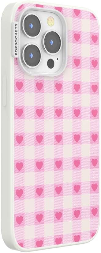 imagePopSockets iPhone 13 Pro Case Compatible with MagSafe Phone Case for iPhone 13 Pro Wireless Charging Compatible Blush Gingham