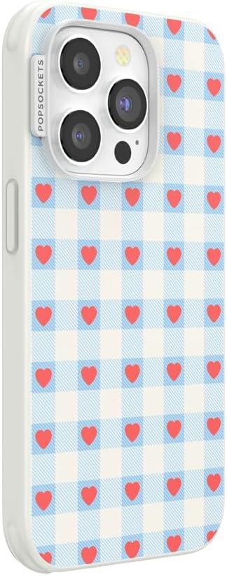 imagePopSockets iPhone 14 Pro Case with MagSafe Phone Case for iPhone 14 Pro Grip Sold Separately Wireless Charging Compatible Berry Sweet Gingham