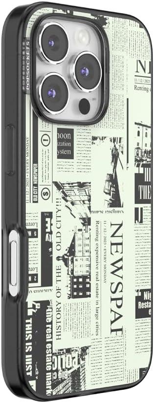 imagePopSockets iPhone 16 Pro Case Compatible with MagSafe Phone Case for iPhone 16 Pro Wireless Charging Compatible Case Only Hot Off The Press Black