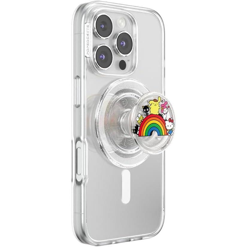 imagePopSockets Round Phone Grip Compatible with MagSafe Adapter Ring Included Phone Holder Wireless Charging Compatible Sanrio  Over The Rainbow Hello Kitty